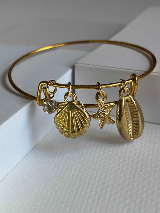 Salted Gold Charm Bracelet - Ocean-Inspired Gold-Tone Summer Jewelry