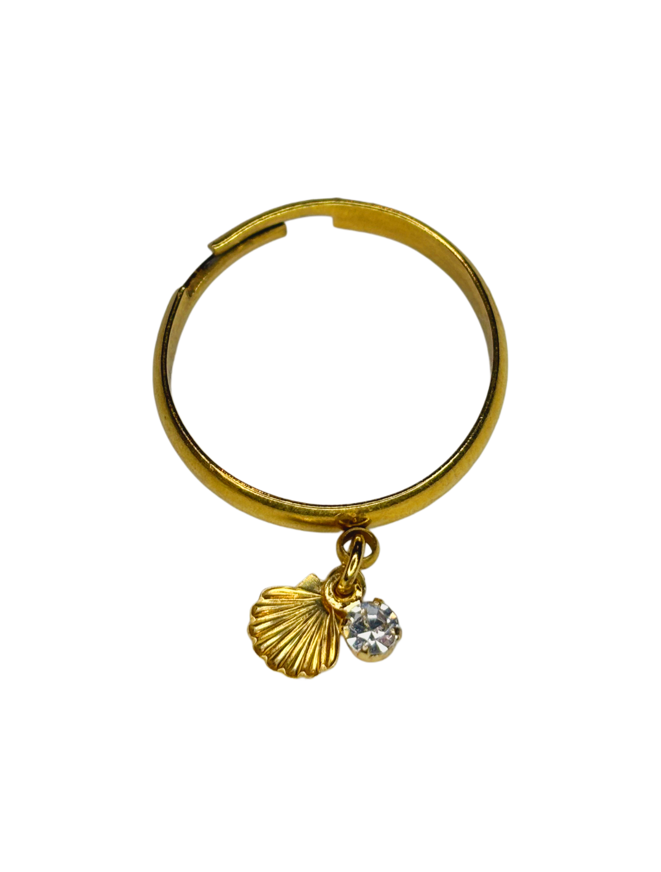 Sea charm gold ring summer stainless steel on white backround
