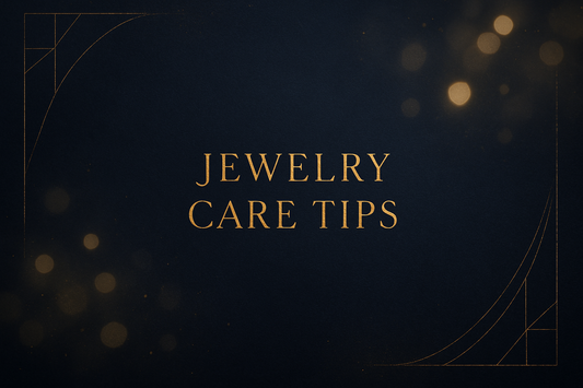 black backround ith gold effect and gold letter written jewelry care tips