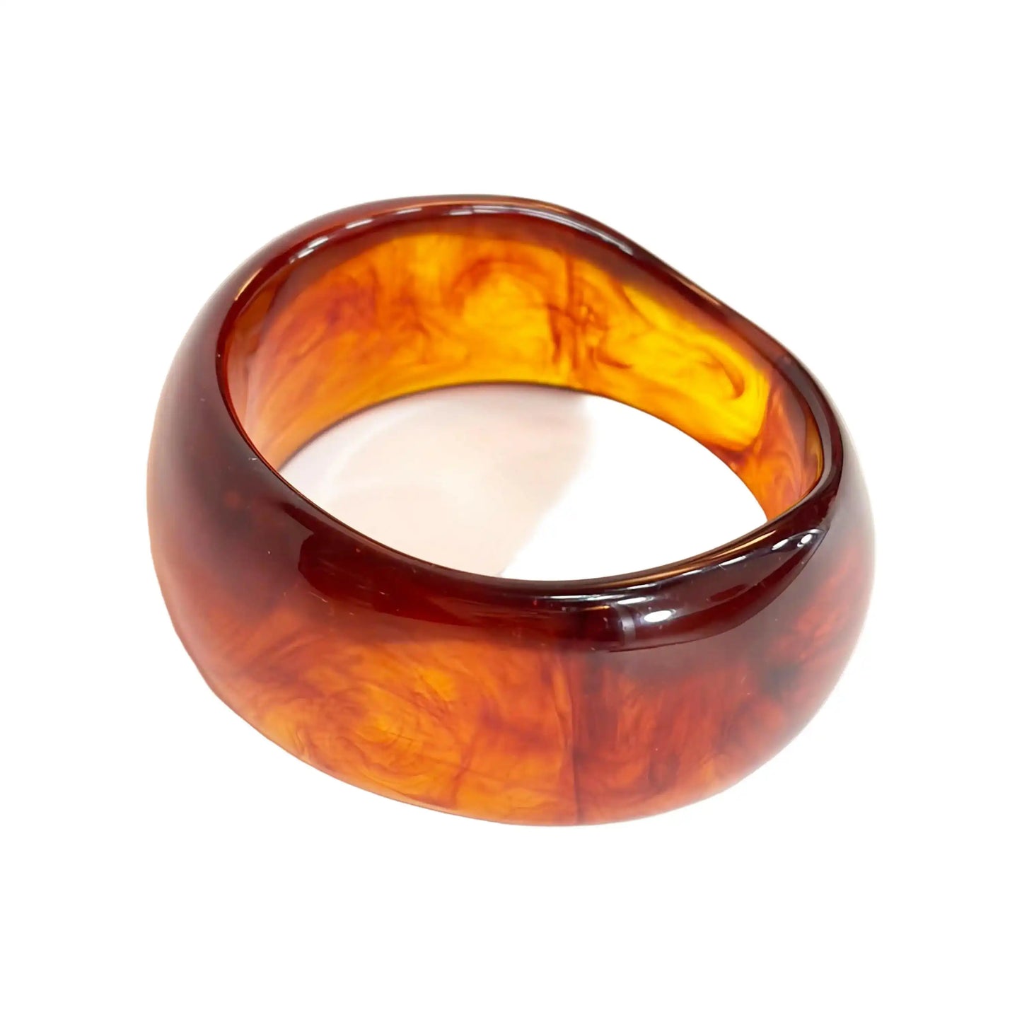 Brown orange marble bangle on a white background