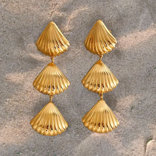 Sheashe Shell Earrings - Ocean-Inspired Waterproof Gold Stainless Steel