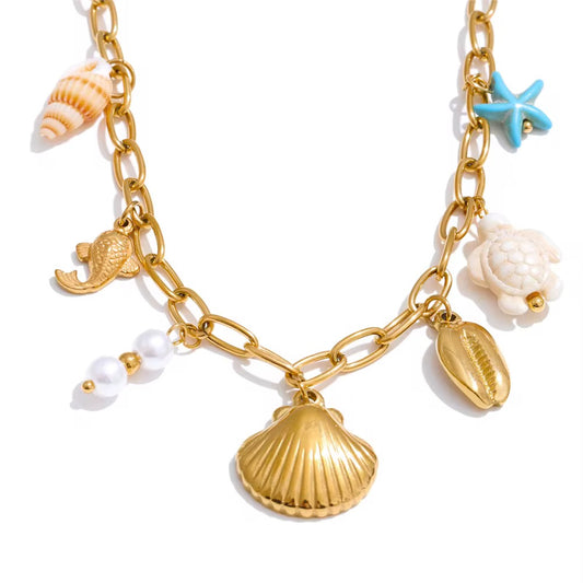 Hola Multi-Charm Necklace - Gold Waterproof Statement Jewelry