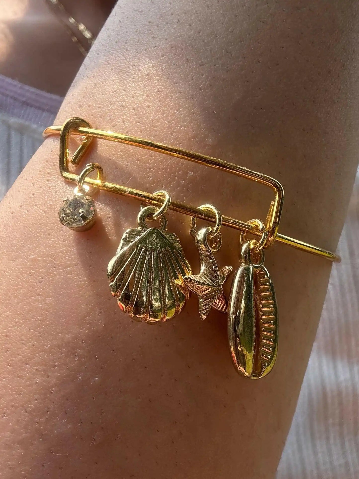 Salted Gold Charm Bracelet - Ocean-Inspired Gold-Tone Summer Jewelry